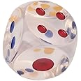 VOLDOT Jumbo Dice with Colored Dots, 6-Sided Transparent Gaming Dice for Farkle, Board Games, Casino, Snake and Ladders, Monopoly, and More (Pack of 1)