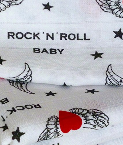 Babymajawelt 12296 Mullwindeln Rock’n’Roll 80/80 – Spucktücher, 5er Pack - 3