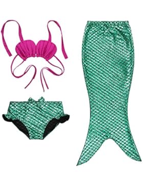 Kleine Mädchen 3 Stück Prinzessin Meerjungfrau Schwanz Swimmable Bikini Set Bademode