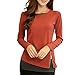 Produktbild Baumwolle Pullover Damen, Mode Frauen Bluse Shirt Reißverschluss Langarm Bluse Tops Casual Shirts Solide Rundhals Bluse Sunday (Rot, L)