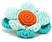 Pebble crochet flower rattle - turquoise