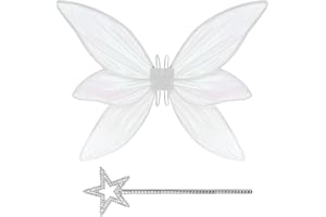 BUZIFU Fairy Wings Butterfly Wings Dress Up Sparkling Sheer Wings Fairy Angel Wings with Wand Fairy Princess Costume Accessories Angel Princess Set for Girls Women Birthday Stage Fairy Themed Party