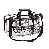 Kemier Sac Transparent de Trousse de Maquillage Pour Voyage avec 6 Grandes Poches Extérieures étui de Rangement Cosmétique avec Bandoulière