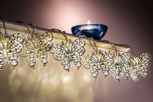 Auraglow Batteriebetriebene Lichterkette mit 12 LEDs mit warmweißem Schein für den Innenbereich, 2,5 m – Schmetterling - 3