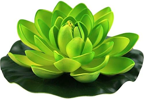 JAROWN 4pcs Lotus Artificial Floating Flowers Foam Water Lily Leaves for Fish Tank Aquarium Pond Decor(18cm,Green)