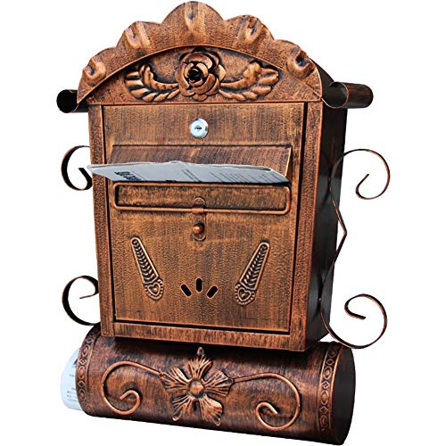 Preisvergleich Produktbild Kreativer Europäischer Retro-Briefkasten, An Der Wand Befestigter Schlossbriefkasten Des Schlosses Im Freien, An Der Wand Befestigter Briefkasten Für Den Home-Office-Gebrauch