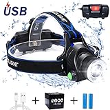 flintronic Lampe Frontale LED, 3 Modes 6000K 800 Lumen Eclairage Puissante Ultra USB Lampe Frontale Rechargeable, pour Pêche, Camping, Lecture, Randonnée, Cyclisme.
