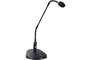 BOYA BY-GM18CB - Microfono a condensatore a collo d'oca da 18" con base da tavolo, indicatore LED, parabrezza in schiuma per conferenze, video streaming in diretta