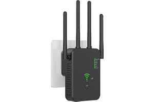 ADINAS WiFi, 1200Mpa WiFi Dual Band Extender 2.4G/5G, amplificateur de signal WiFi, 4 antennes, 2 ports LAN, amplificateur WiFi pour le bureau et la maison avec tutoriel vidéo,