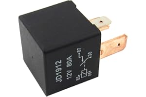 PORFEET Relè Per Auto, JD1912 Universal 12V 80A 4Pin DC AMP SPDT Relè Motorino Avviamento Auto Automobilistico Nero