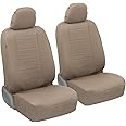 BDK carXS Beige Leather Car Seat Covers Front Seats Only, 4-Piece Faux Leather, Includes Front Seat Covers, Automotive Seat Covers for Trucks SUV