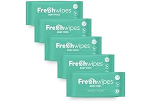 FRE SHWIPES FreshWipes Antibacterial & Biodegradable Body Wipes, Ocean Fresh Scent 5 pack BUNDLE (60 wipes) for camping, festivals, elderly, disabled (EXTRA LARGE, OCEAN FRESH)