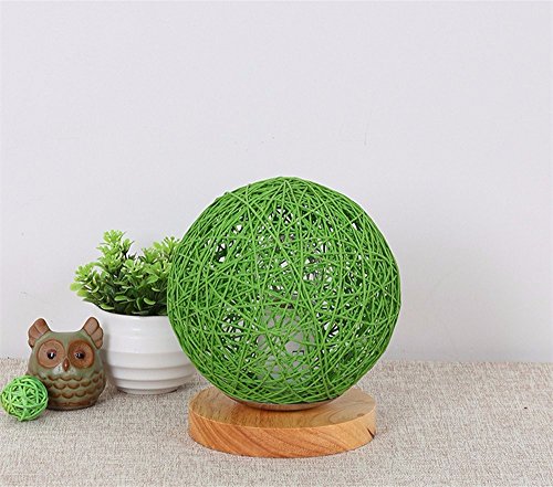 Preisvergleich Produktbild LikeIt Tischlampe Handgefertigte Rattan-gewebt für Schlafzimmer Wohnzimmer LED Nacht Nachttischlampe, grün