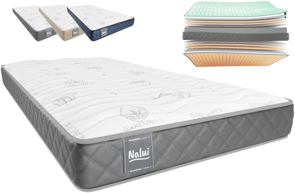 Don Descanso - Colchón 90x190 Viscoelastico Mulhacen DualSense, Altura ± 15cm. Multicapa con Núcleo GravityFoam, Firmeza Alta, Doble Cara Invierno/Verano, Transpirable. Fabricado en España, Gris