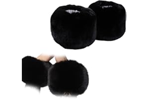 SSRDFU-2 Pcs Scaldapolsi da donna, polsini in pelliccia di pelliccia, polsini in pelliccia sintetica Guanti Scaldapolsi in pelliccia sintetica Scaldapolsi invernale Maglione Gilet Giacca da donna,Nero