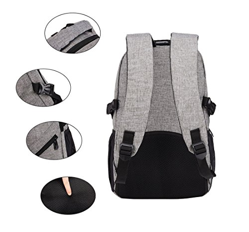 Maod Leinwand Freizeit Schulrucksack Jungen Rucksack schule daypack Laptoprucks  cke 15 Zoll Schultasche laptop backpack  Grau 