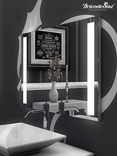 Bricode Süd Wandspiegel, Badezimemrspiegel mit LED Beleuchtung 80x60cm Tower Badspiegel warmweiß (C/96/60) - 2