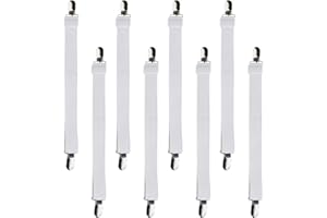 Beedsooth Lot de 8 Accessoires Literie Tendeur Draps Réglable Sangle Drap Housse Élastique, pour Drap Lit, Canapé, Housse de Repassage - 60cm à 200cm, Blanc