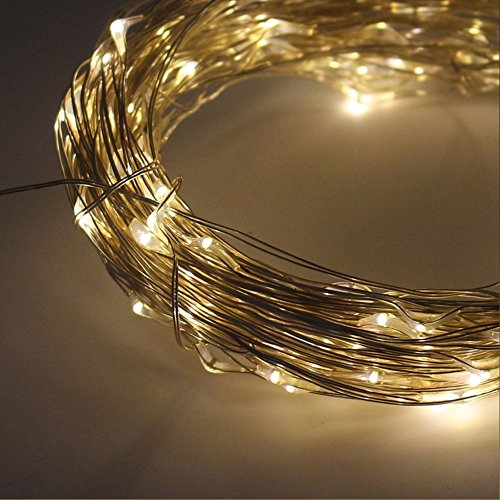 NuteDawn 100er LED Solar Kupferdraht Lichterkette Warmweiß 12 Meter, Wasserdichte Solar Außen Sternen Lichterketten Beleuchtung für Garten, Wohnungen, Tanzen, Weihnachtsfeier, Magische Beleuchtung-Dekoration Innen, Schlafzimmer, Fenster (Warmweiß-10M) - 2