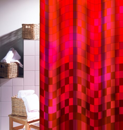 DUSCHVORHANG Ravenna rot Textil 180cm breit x 200cm lang shower curtain ohne Ringe