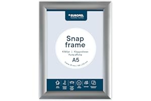 EUROPEL Snap Frame A5, 25 mm | Aluminium Anodised Construction & Anti-Glare Cover | Clip Poster Holders for Retail & Advertising Displays | Notice Sign Board Frame for Walls