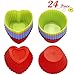 Produktbild Premium Silikon wiederverwendbare Muffinförmchen I 24er Set (12 Herz und 12 Round) in 4 Farben I Cupcakeförmchen umweltschonend und spülmaschinenfest
