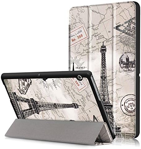 Huawei MediaPad T3 10 9.6 inch Case - DHZ Multi-Viewing Lightweight Smart Cover Shell Slim Tri-fold Stand Folio Leather Case for HUAWEI T3 10 9.6 inch Tablet 2017 Release,Eiffel Tower Retro Style