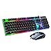 Price comparison product image DIKEWANG Newest Hot Sell LED Rainbow Color Backlight Adjustable Anti-skid and Waterproof Gaming Game USB Wired Keyboard Mouse Set (Black)