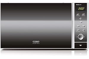 ‎CASO CASO | MCG25 chef 3-in-1 Mikrowelle mit Grill und Heißluft 1950W | Backofen-Funktion bis 200°C, Drehteller Ø 27cm, 25 L, Design Edelstahl verspiegelt