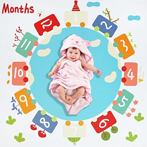 Maxtid Baby Monthly Milestone Blanket Newborn Photo Props Shoots Backdrop, Baby Swaddling Blanket for Photography - Large 47"X47"