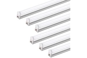 Barrina Led Batten Light 4ft, 6 Packs, T5 Led Tube Lights, 2200lm 6500K Super Bright White LED Garage Lighting, Wall and Ceiling Batten Lights, 20W
