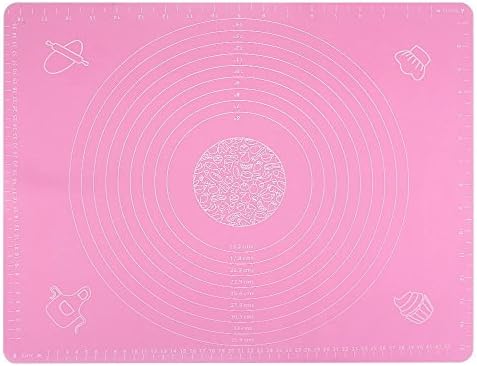 CUTADORNS Non Stick Large Silicone Baking Pastry Mat BPA Free with Measurements / Fondant Rolling Mat / Pastry Rolling Work Mat / 50 x 40cm / Pink