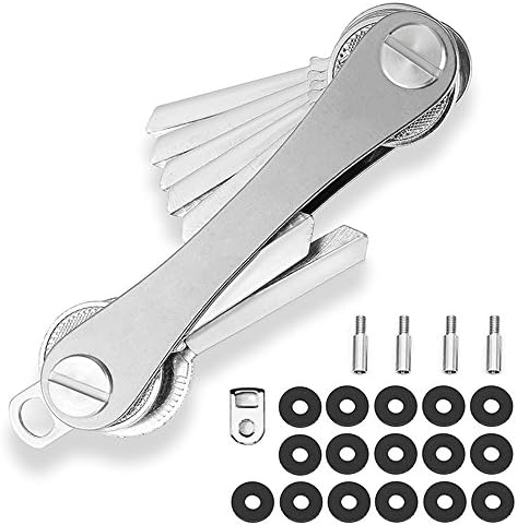Compact Key Holder Best Smart Holder Extended Keychain Organizer Made of Lightweight Aluminum Alloy Holds 2-24 Keys Premium Quality (Silver)