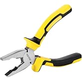 DOWELL Lineman Combination Pliers with Knives Heavy Steel Frame Nickel - Chrome 6" Professional Handle