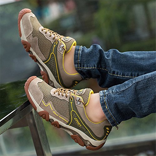 UBFen Herren Sportschuhe Trekking Wanderhalbschuhe Sneakers Outdoorschuhe Wanderschuhe Turnschuhe Casual Schuhe Atmungsaktives Mesh Braun Blau - 6