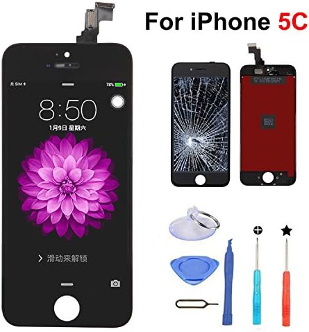 LCD Display Screen Touch Digitizer Replacement for iPhone 5c Black with Tools