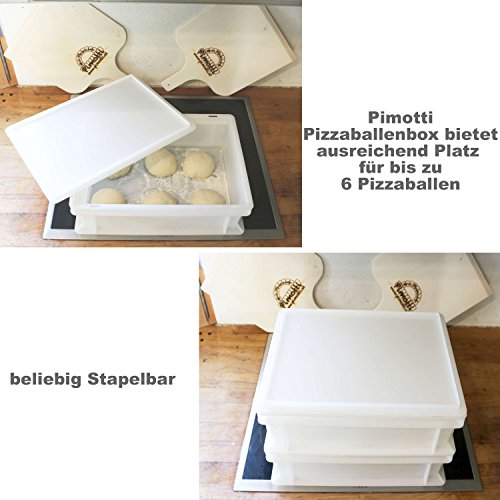 Pimotti Pizzaballenbox (1er Set mit 1xDeckel) mit 30 x 40 x 12 cm, Kunststoffbehälter für Pizzateig, Stapelbehälter, Gärbox - 2