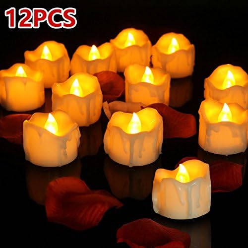Tea Lights LED Flameless Candles-Battery Operated-Pack of 12 Amber Yellow For Christmas, Valentine's day, Wedding Party, Sold by Tianhongkai