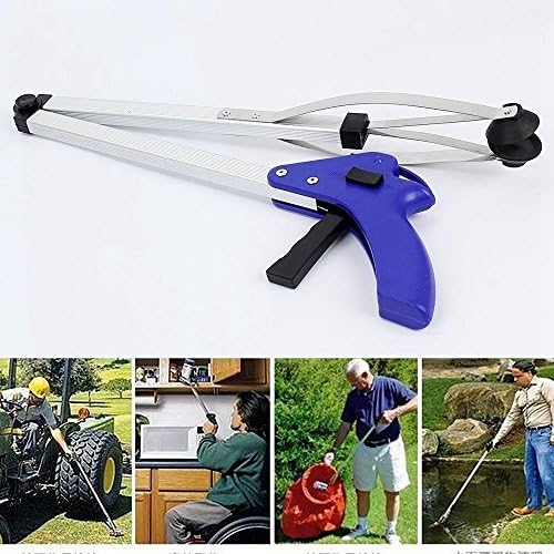 Simplefirst Foldable Gripper Grabber, Folding Pick Up Long Reaching Tool, Litter Picker Grabber Gripper, Folding Aluminum Litter Picker Blue
