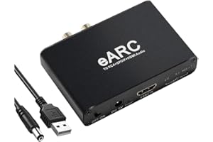 F.QYNing Conversor de audio de eARC a RCA+SPDIF+HDMI,frecuencia de muestreo de audio de 24 bits/192 kHz,retorno de audio ARC,7.1canales HD,conversor de audio 3,5 mm,compatible con entradas eARC y ARC