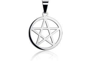 Felicidade Pendentif Pentacle Étoile à 5 Branches en Acier Inoxydable Argenté – Symbole de Protection, Spiritualité & Équilibre – Bijou Ésotérique Wicca & Méditation – Cadeau Femme & Homme