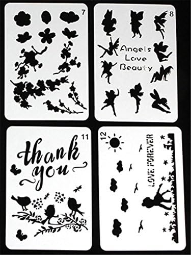 Buyby 4 Packs Journal Stencils Children's Diary Notebooks Crafts Decoration Drawing Template (A-04)