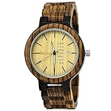 Handgefertigte Holzwerk Germany® Matrix Herren-Uhr Öko Natur Holz-Uhr Holz Armband-Uhr Braun Schwarz Zebra Muster Analog Quarz-Uhr Future Edition Datum und Wochentag Anzeige (Braun - Brown)