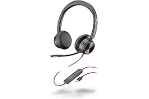 PLANTRONICS Poly Blackwire 8225-M Stereo Headset with USB-C Connection, Active Noise Cancelling and Flexible Microphone Boom, Microsoft Teams, Black