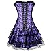 Produktbild IZHH Damen Minikleider, Burlesque Korsett mit Minirock Mode Spitzenkleidern Kostüm Minirock Roman Kleid Kostüm Party Club Cosplay Kleid(Lila,Large)