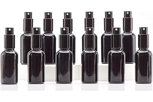 YIZHAO Nero Bottiglie Spray Vetro 30 ml, con Vaporizzatore Fine e Spruzzatore Pompa di Metallo, per Profumo, Aromaterapia,Olio Essenziale - 12 Pcs