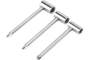 BANAPOY Llave de Barra de Armadura, Herramienta de Ajuste de Cuello de Guitarra de Hierro Ligero Suave Universal 7 Mm / 8 Mm / 6,35 Mm para Mantenimiento(Tres juegos de plata 6.35MM + 7MM + 8MM)