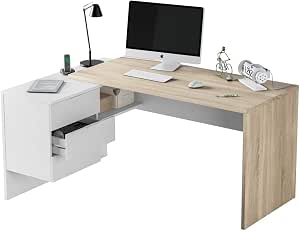 Scrivania pc ufficio reversibile angolare studio casa bianco OPACO + rovere  computer gaming 145 X 108 X 73 cm - 0F4655A : Amazon.it: Casa e cucina