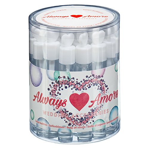 always amore – Wedding Bubbles in 24 Glasfläschchen, hochwertige Seifenblasen für Hochzeit in schöner Geschenkverpackung, Hochzeits Seifenblasen, Hochzeitsgeschenk, Seifenblasen für Party, Geburtstag, Jubiläum 24 Stück - 2