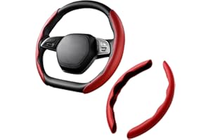 CGEAMDY Auto Lenkradbezug, Universal Segmentierter Lenkradschutz Kohlefaser Lenkrad Abdeckung, 38CM Anti Rutsch Lenkradabdeckung Lenkradschoner, Auto Zubehör（Rot）